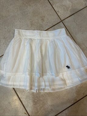 NWT! Y2K Abercrombie White Ruffle Micro Skirt L Cottagecore coastal